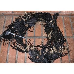 DecorbyHannah 6ft Lighted Black Garland Glitter Halloween Decor Garland